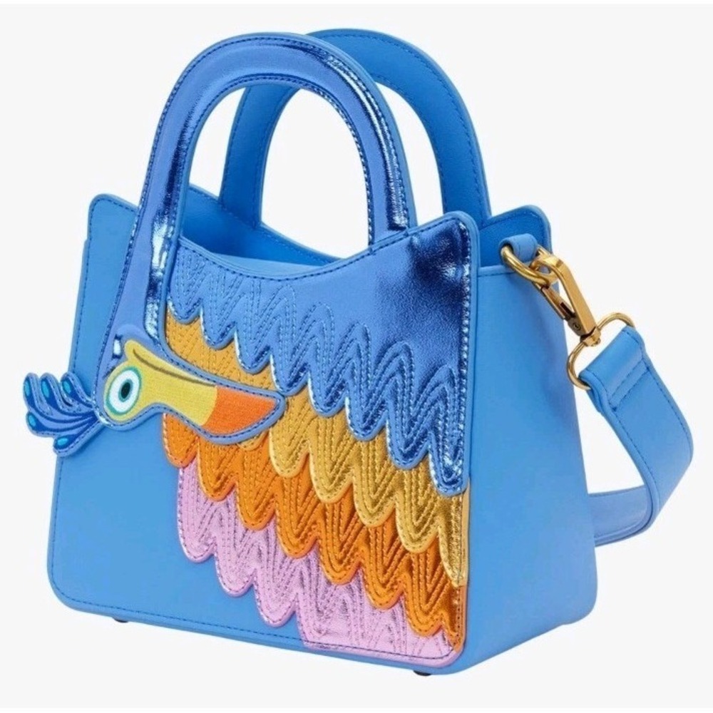 NEW‎ Loungefly Disney Pixar Up Kevin Metallic Handbag Convertible Crossbody - Picture 2 of 3